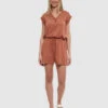 Tentree Thetis Romper -Tentree Store TCW6191 3438 clay tile relaxed fit extended shoulder romper 2