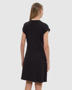 Tentree Linden Dress -Tentree Store TCW6192 0164 meteorite black regular fit knot front dolman dress 3