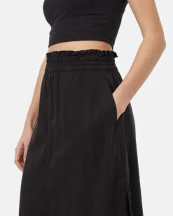 Tentree Tencel Midi Skirt 8 Tentree Tencel Midi Skirt -Tentree Store black mid length skirt TCW5600 0164 3