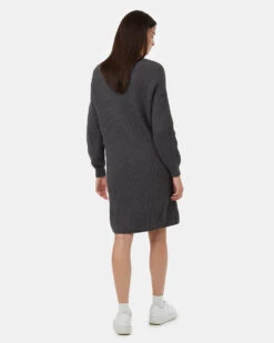 Tentree Highline V-Neck Sweater Dress -Tentree Store grey knit sweater dress TCW5254 0812 4